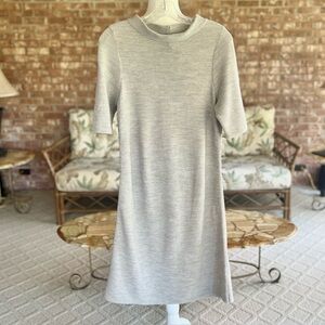 LTD Gray ribbed Knit Cowl Neck Sweater Mini Dress M